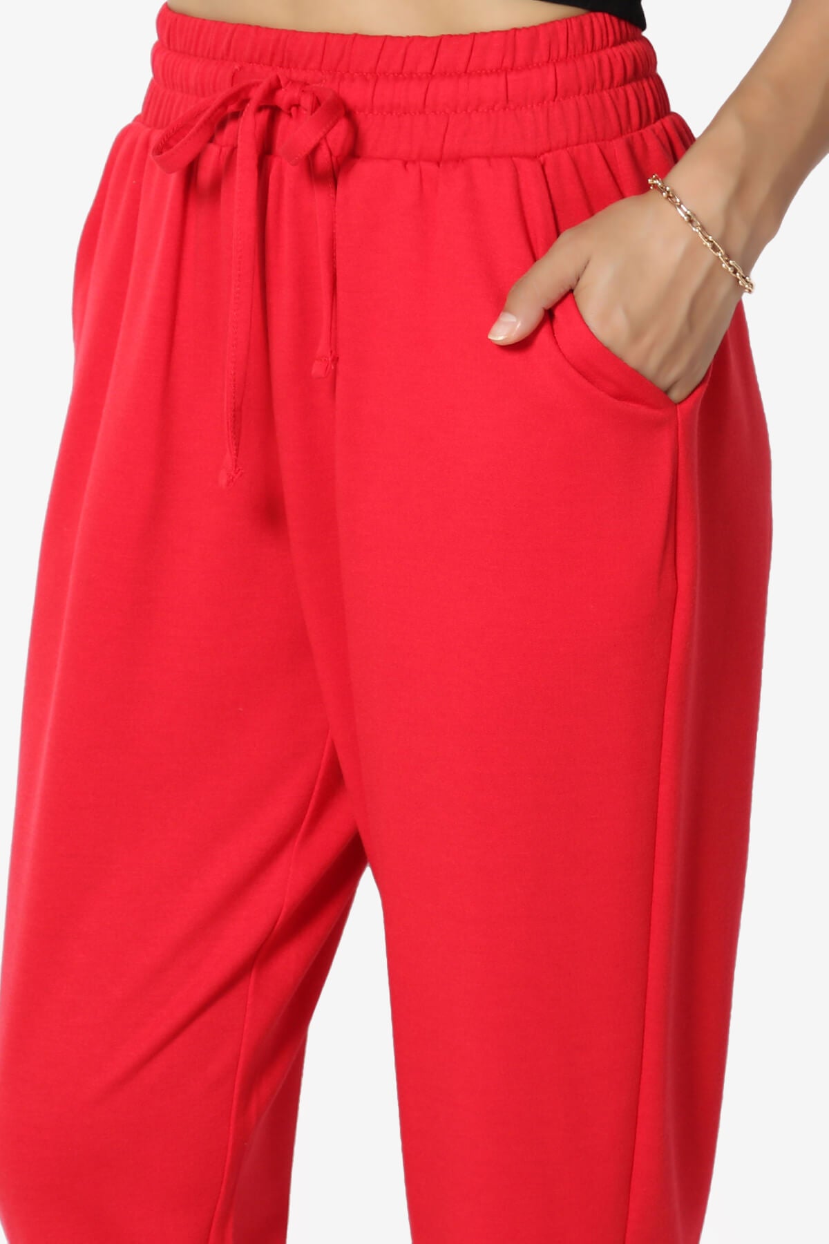 Lanette Drawstring Jersey Jogger Pants RED_5