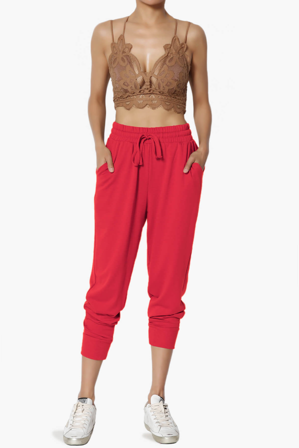 Lanette Drawstring Jersey Jogger Pants RED_6