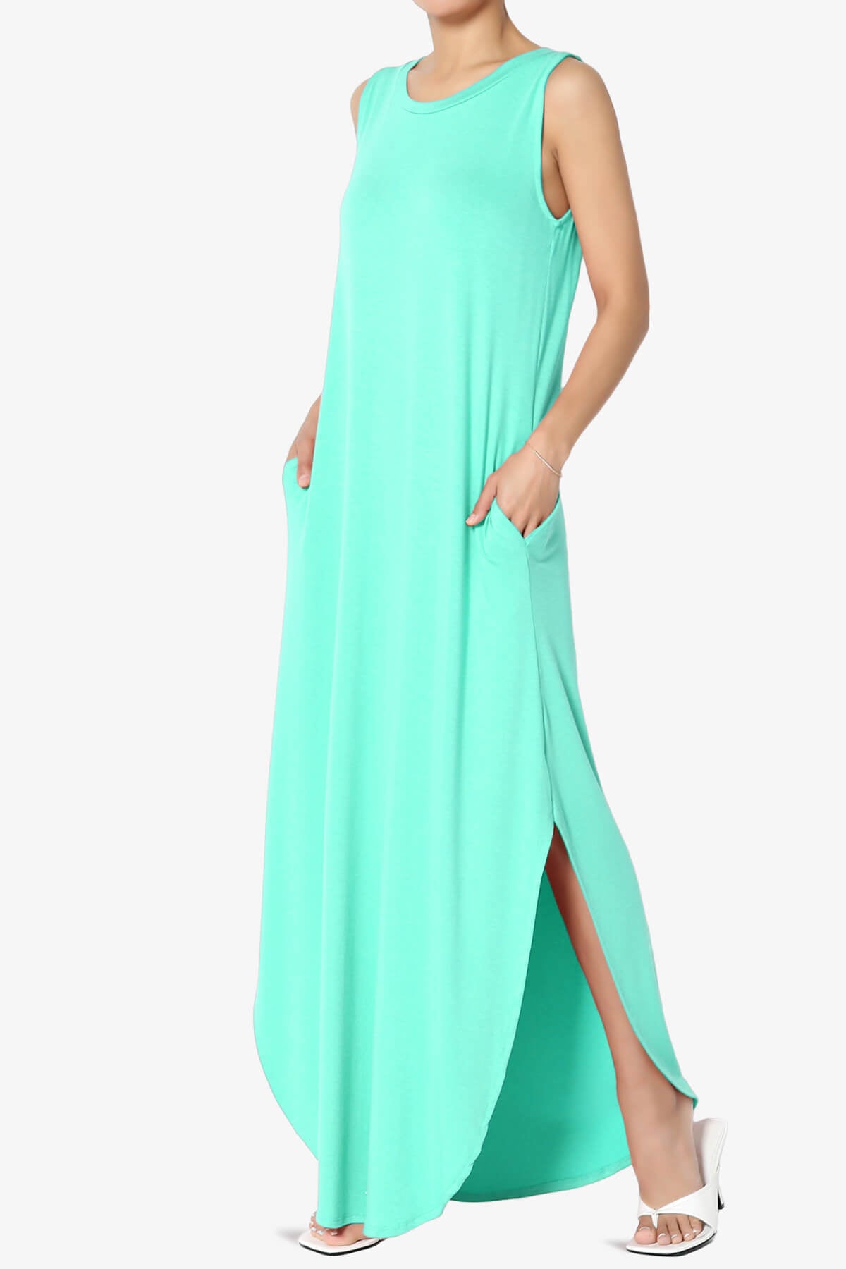 Lanie Sleeveless Split Hem Maxi Dress MINT_3
