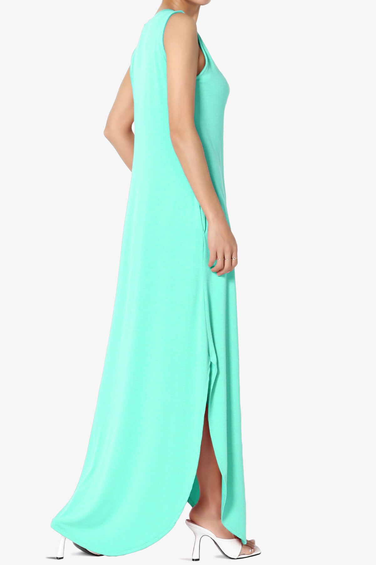 Lanie Sleeveless Split Hem Maxi Dress MINT_4