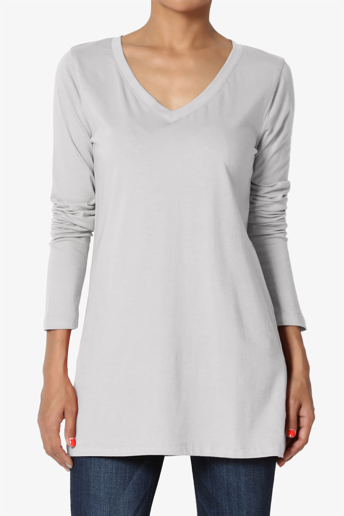 Lasso Cotton V-Neck Long Sleeve Tee