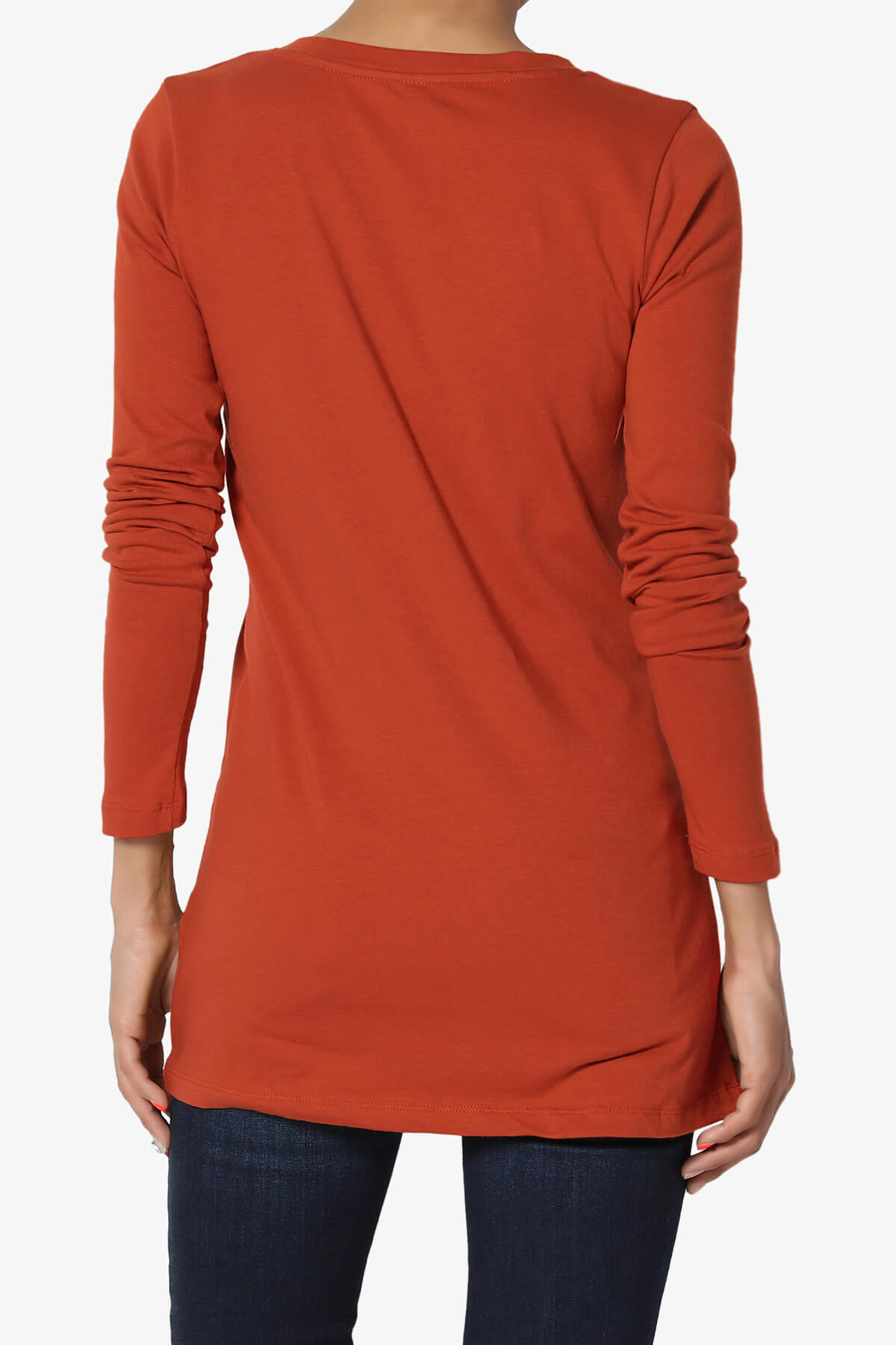 Lasso Cotton V-Neck Long Sleeve Tee COPPER_2