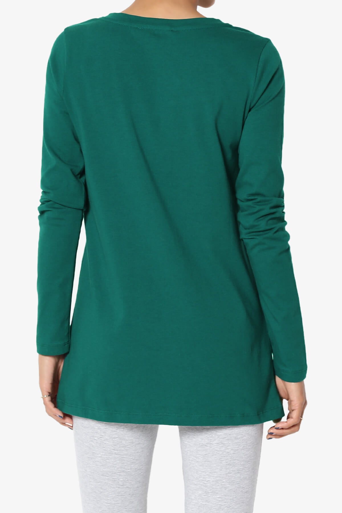 Lasso Cotton V-Neck Long Sleeve Tee DEEP GREEN_2