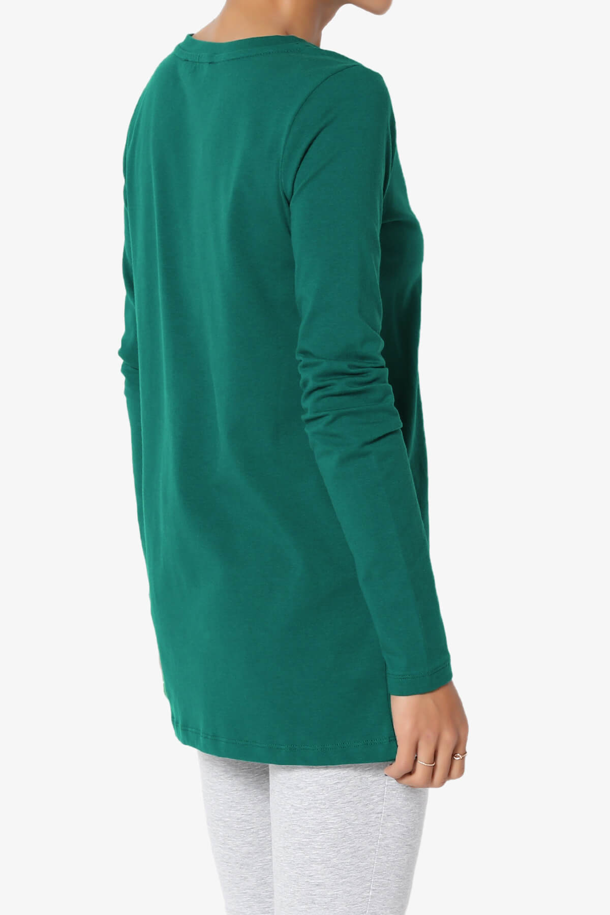 Lasso Cotton V-Neck Long Sleeve Tee DEEP GREEN_4
