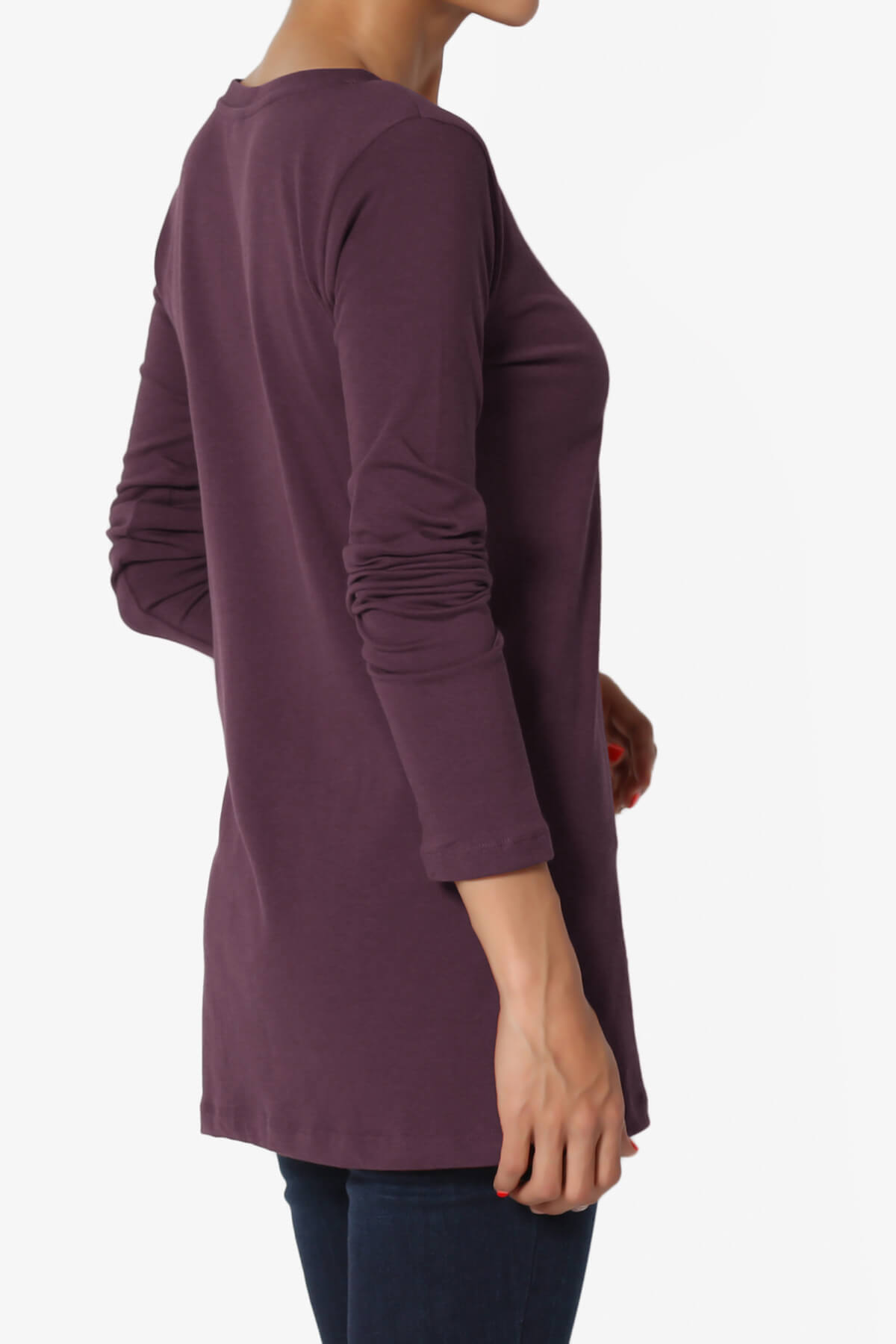 Lasso Cotton V-Neck Long Sleeve Tee DUSTY PLUM_4