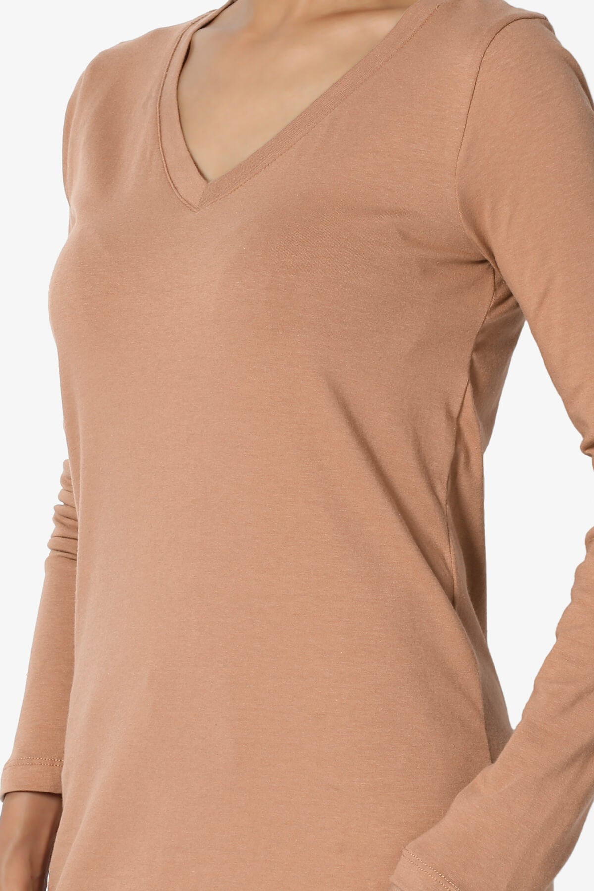 Lasso Cotton V-Neck Long Sleeve Tee EGG SHELL_5