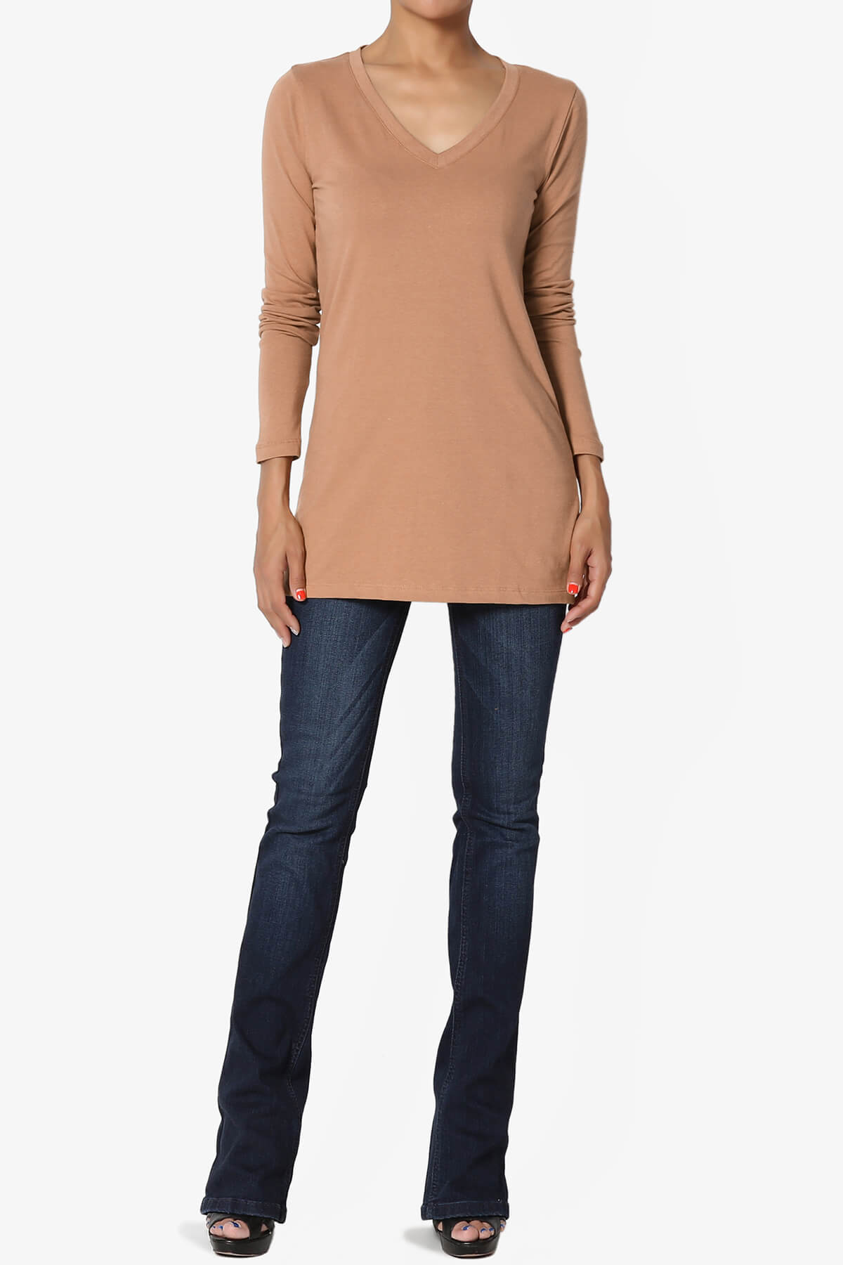 Lasso Cotton V-Neck Long Sleeve Tee EGG SHELL_6