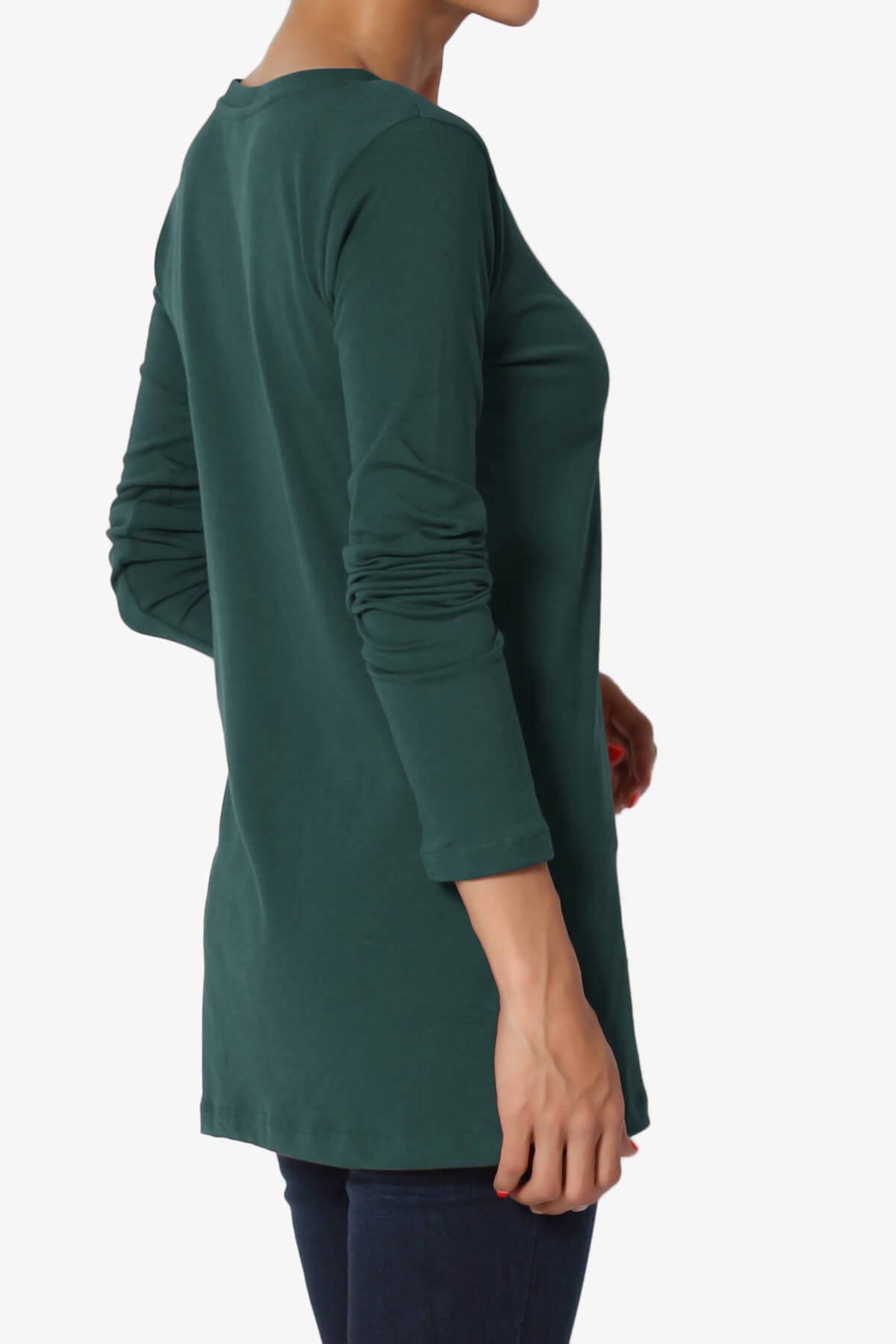 Lasso Cotton V-Neck Long Sleeve Tee HUNTER GREEN_4