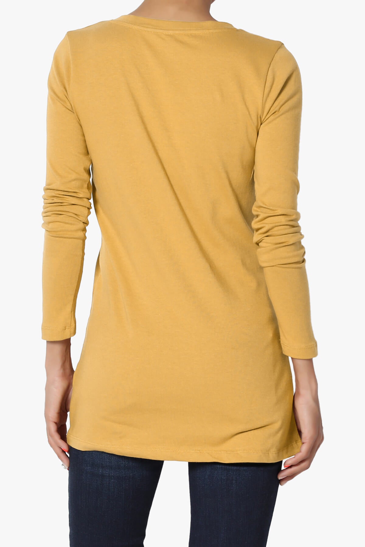 Lasso Cotton V-Neck Long Sleeve Tee LIGHT MUSTARD_2