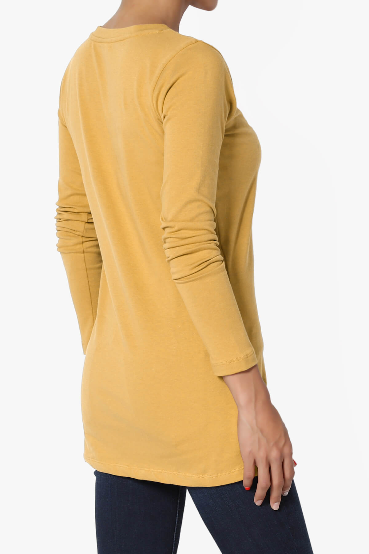 Lasso Cotton V-Neck Long Sleeve Tee LIGHT MUSTARD_4
