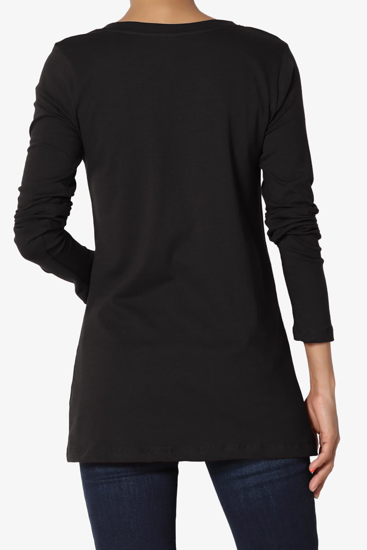 Lasso Cotton V-Neck Long Sleeve Tee PLUS