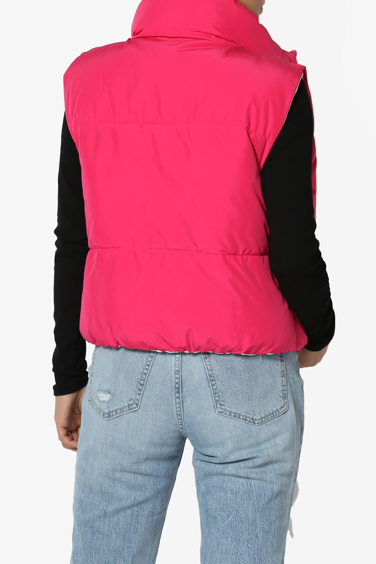 Legaci Reversible Puffer Vest FUCHSIA AND IVORY_2