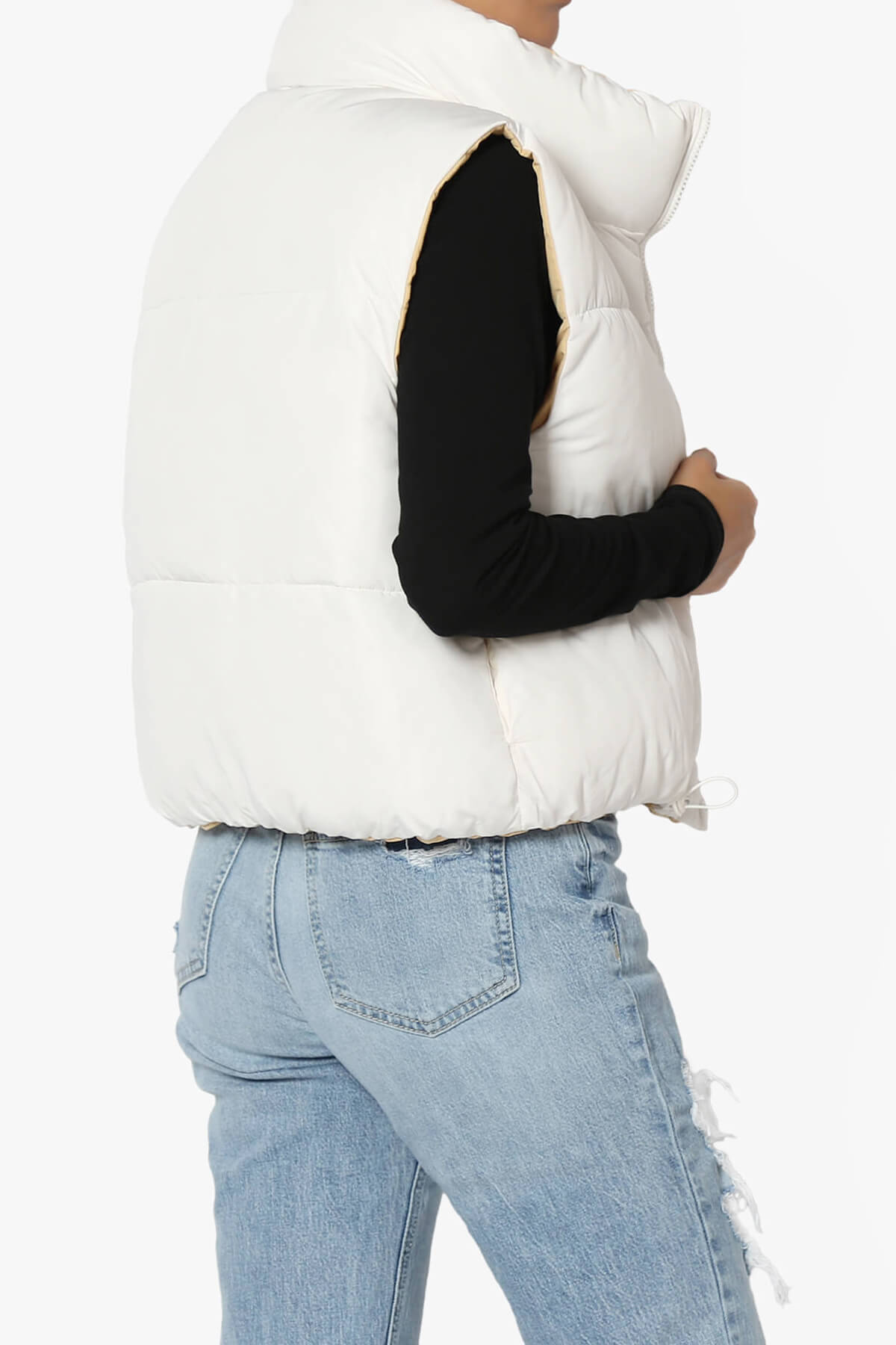 Legaci Reversible Puffer Vest IVORY AND EGGNOG_4