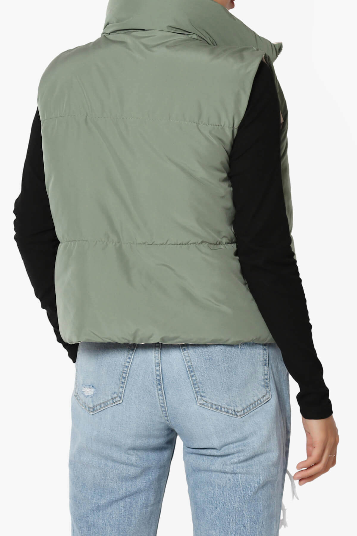Legaci Reversible Puffer Vest OLIVE AND BEIGE_2