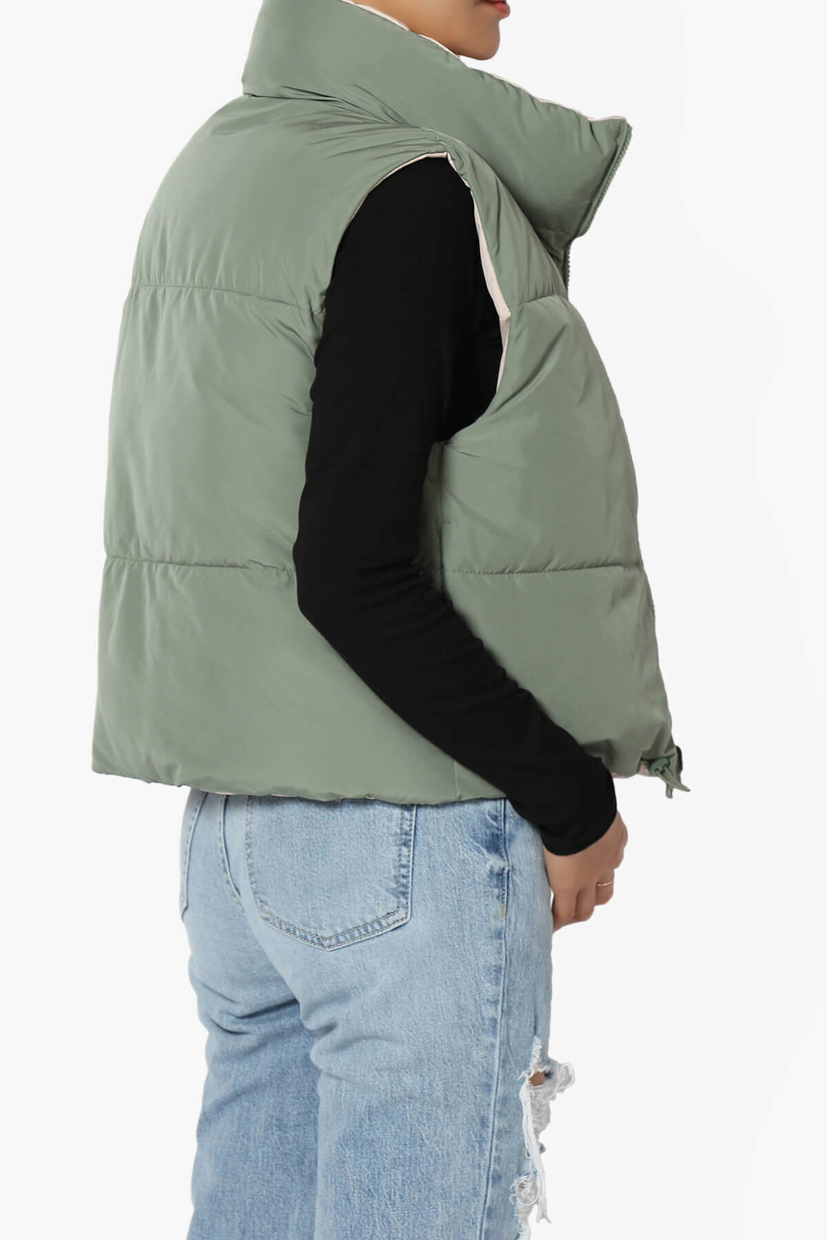 Legaci Reversible Puffer Vest OLIVE AND BEIGE_4