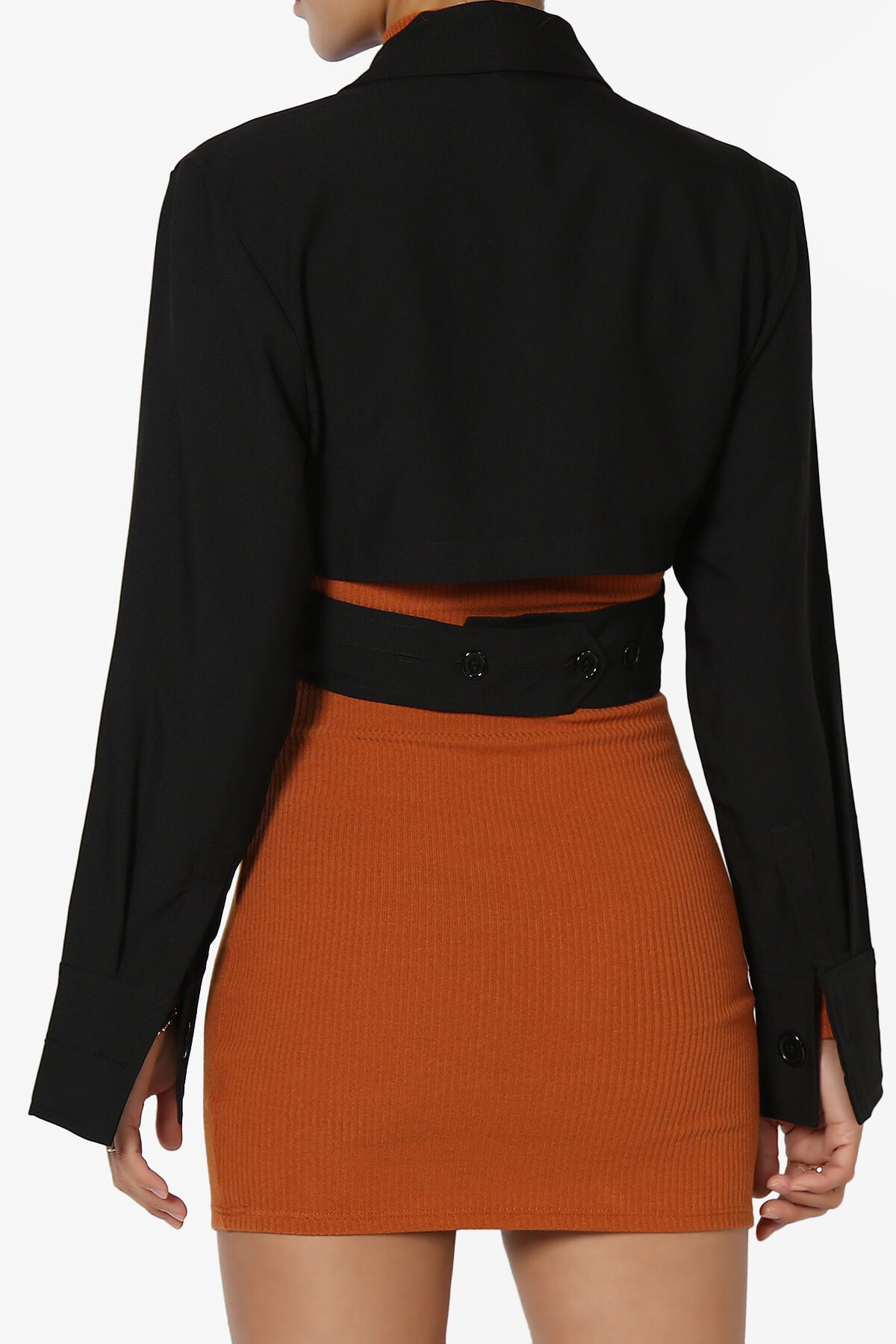 Leone Cropped Wrap Blazer BLACK_2