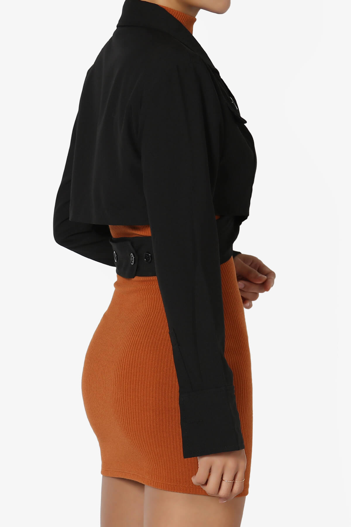 Leone Cropped Wrap Blazer BLACK_4