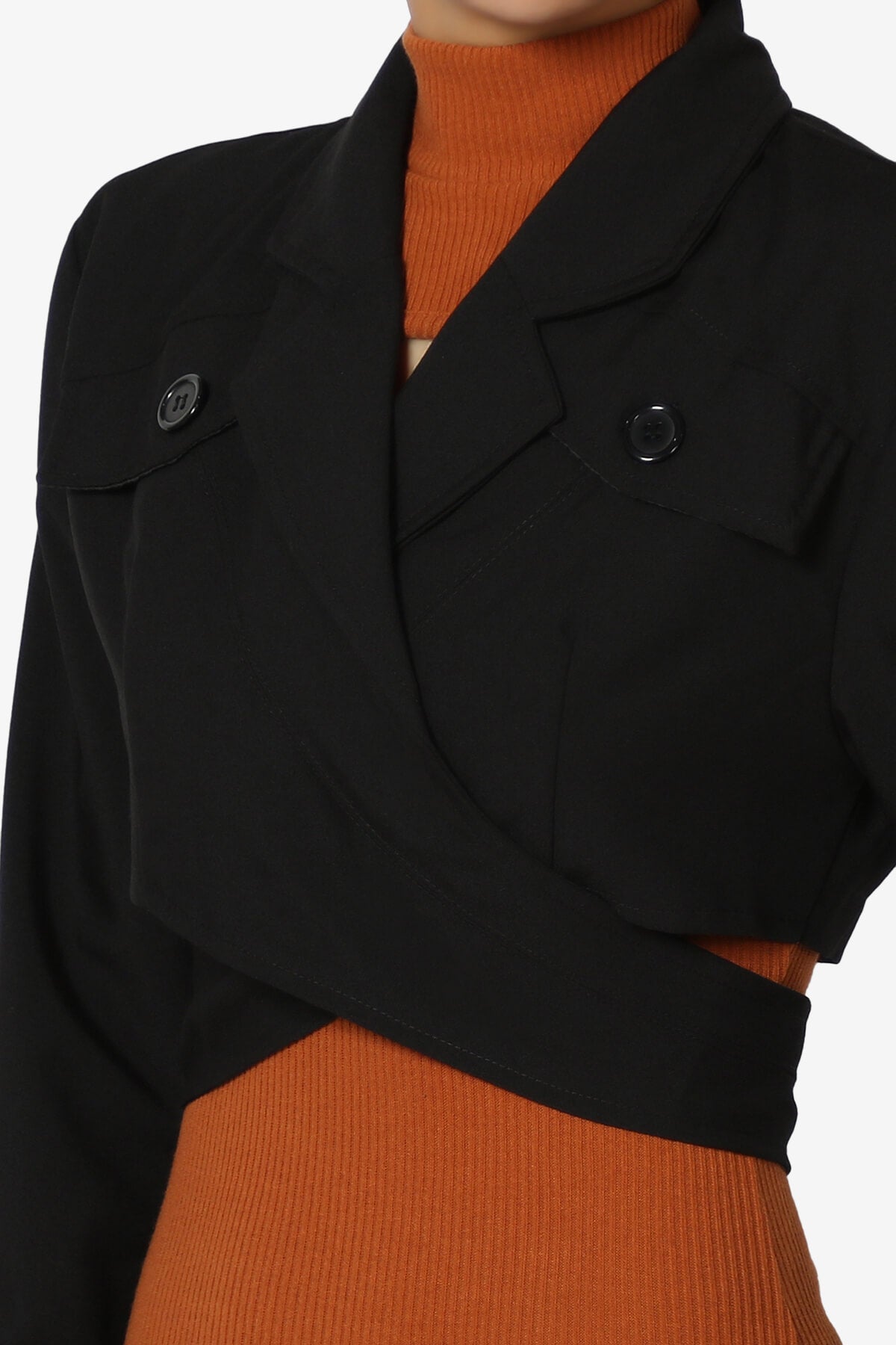 Leone Cropped Wrap Blazer BLACK_5