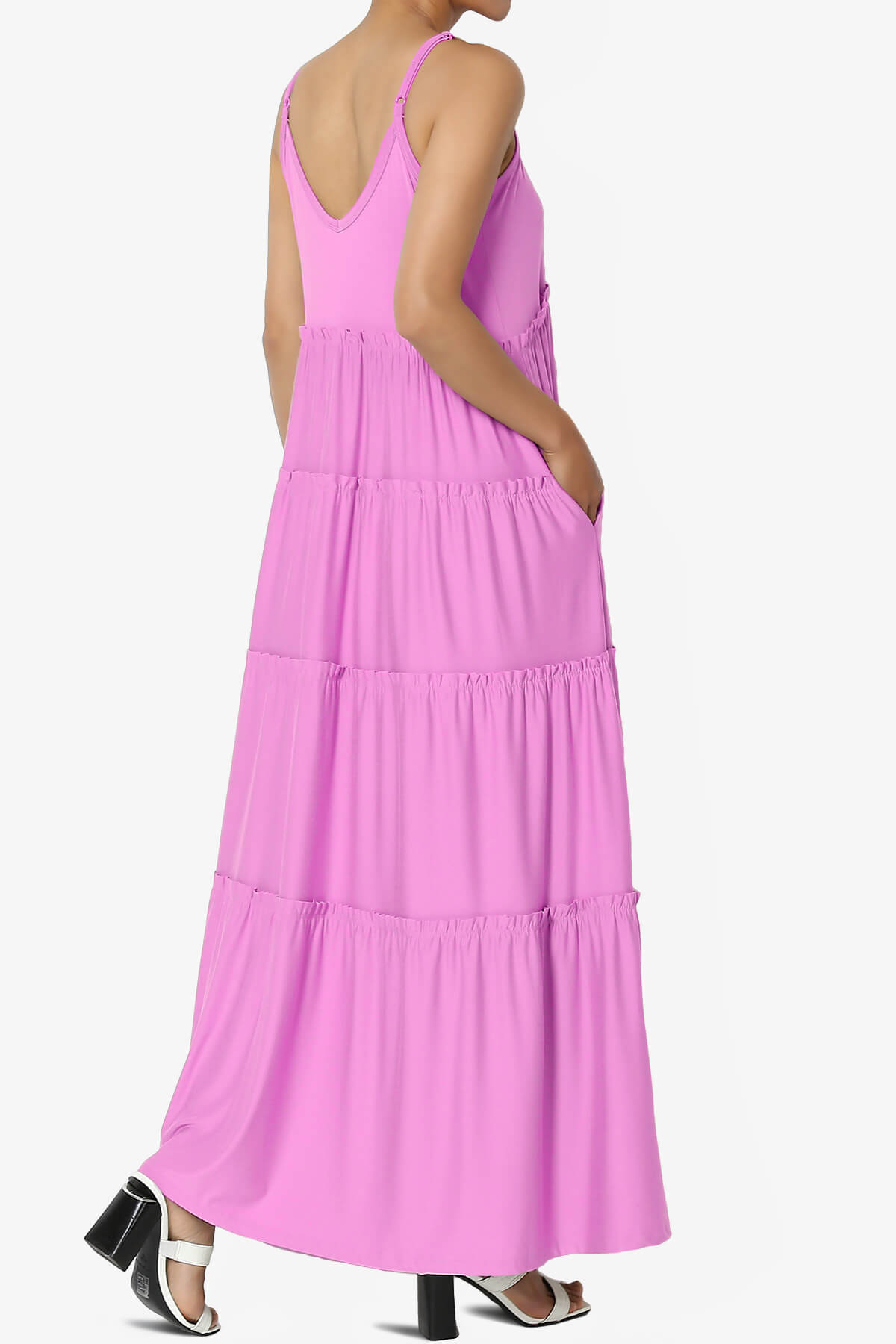 Livvy V-Neck Tiered Cami Maxi Dress BRIGHT MAUVE_4