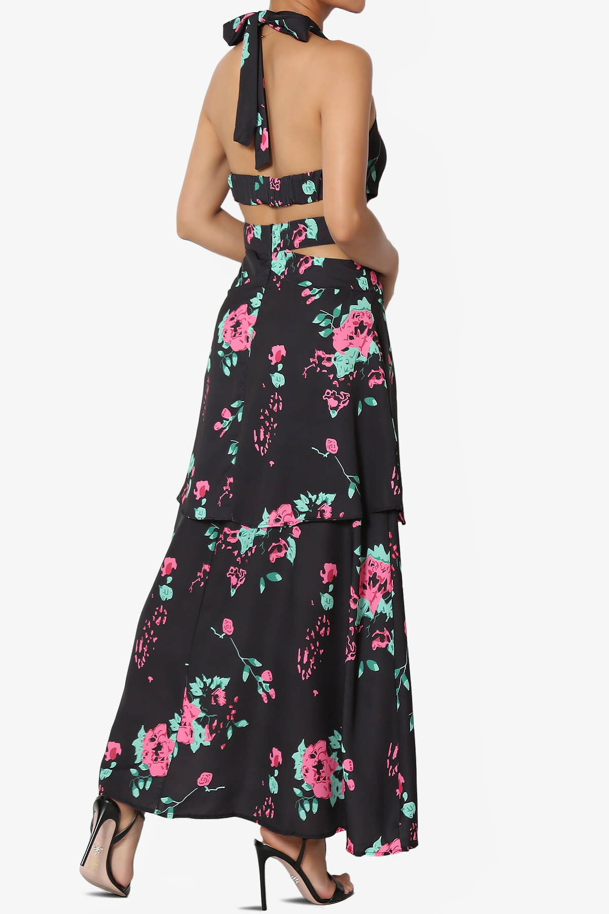 Lockwood Floral Halter Cutout Maxi Dress BLACK_4