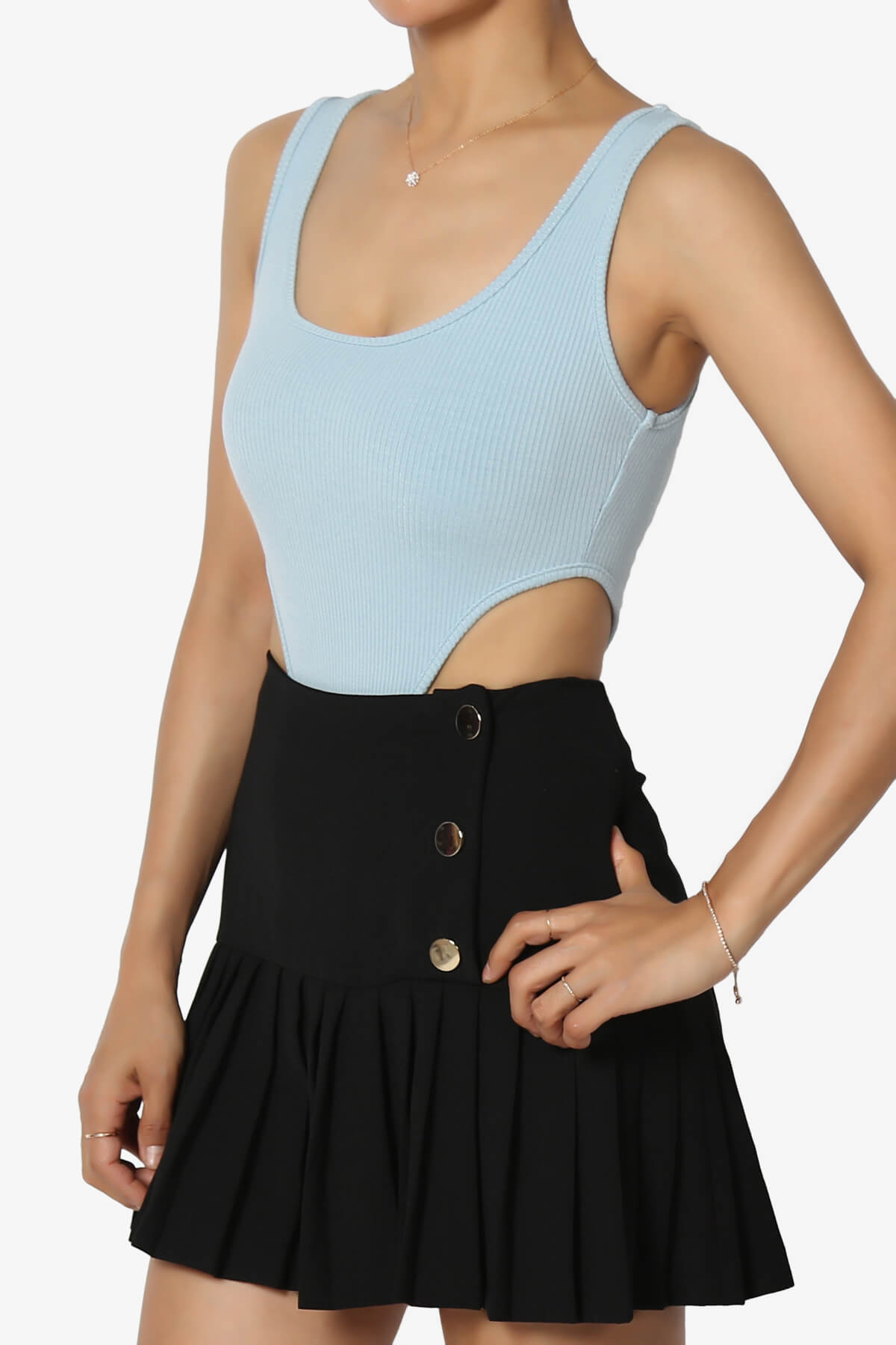 Lorrin High Cut Ribbed Tank Thong Bodysuit LIGHT BLUE_3