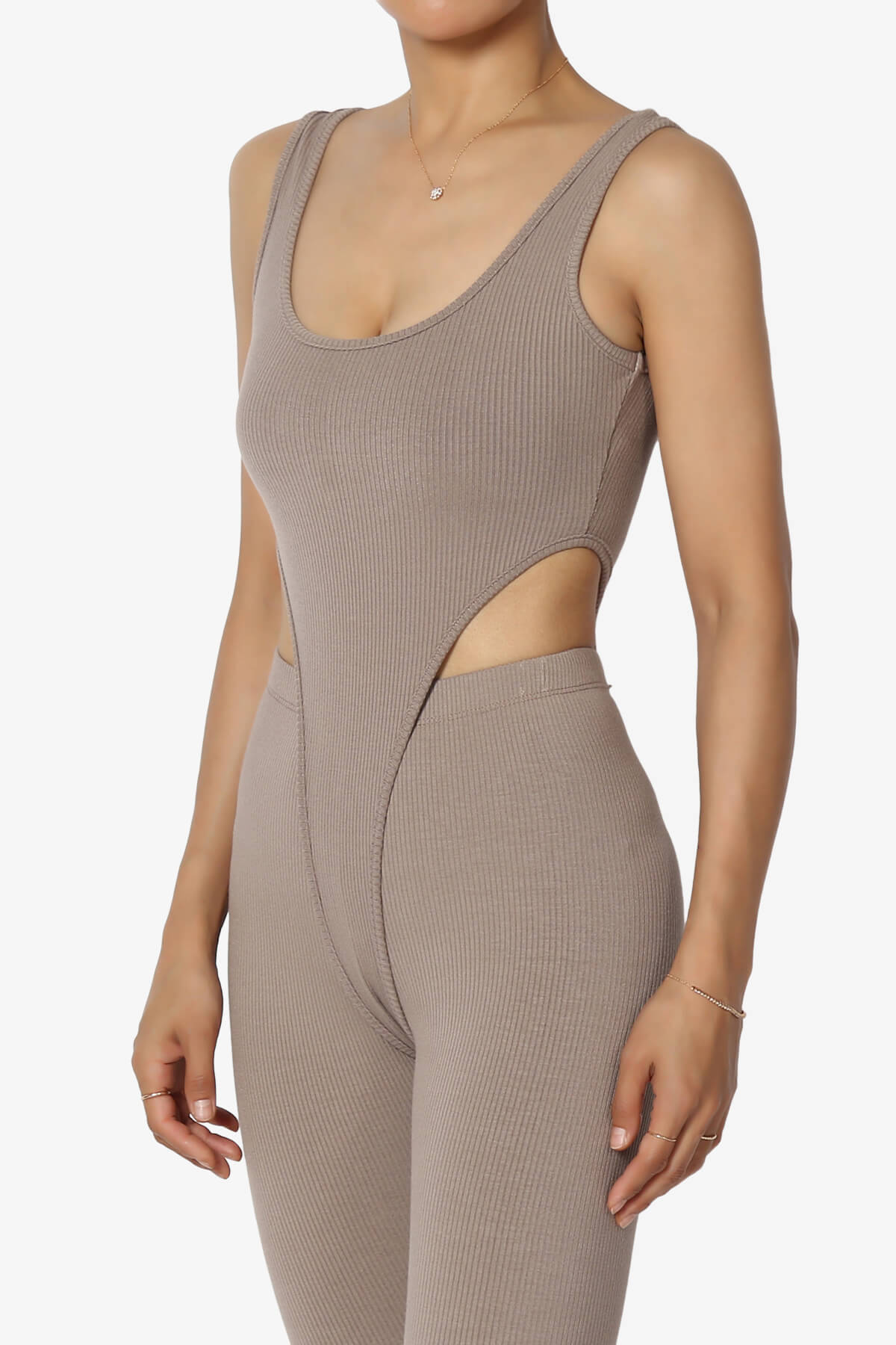 Lorrin High Cut Ribbed Tank Thong Bodysuit LIGHT MOCHA_3