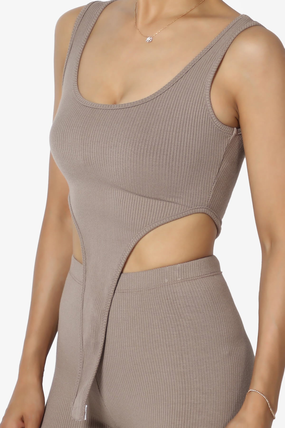 Lorrin High Cut Ribbed Tank Thong Bodysuit LIGHT MOCHA_5