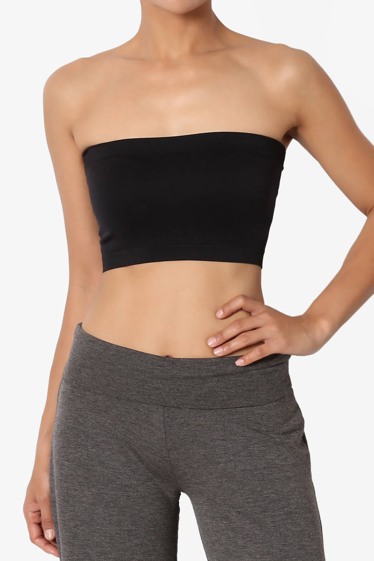Ludlow Seamless Bandeau Bra Top BLACK_1