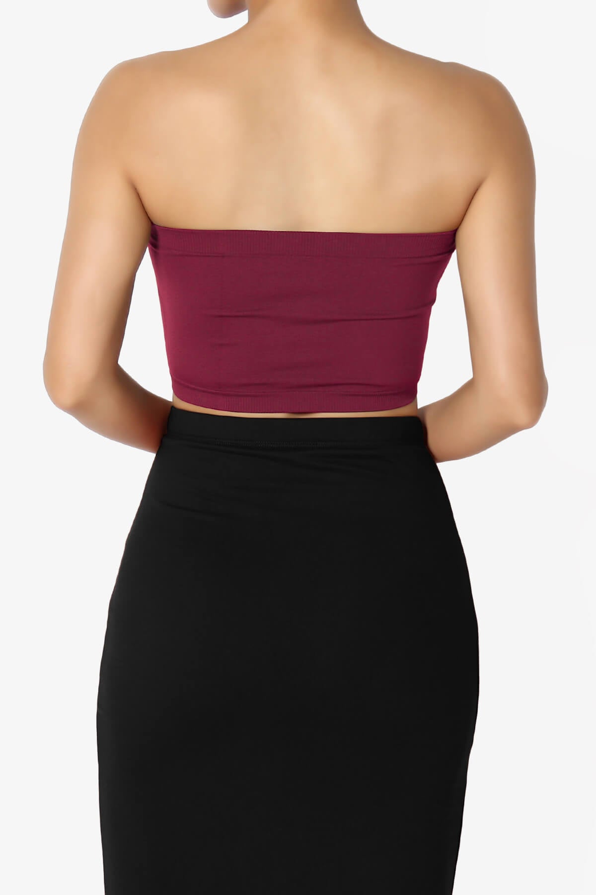 Ludlow Seamless Bandeau Bra Top BURGUNDY_2