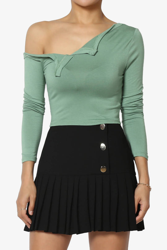 Lynley One Shoulder Long Sleeve Crop Top