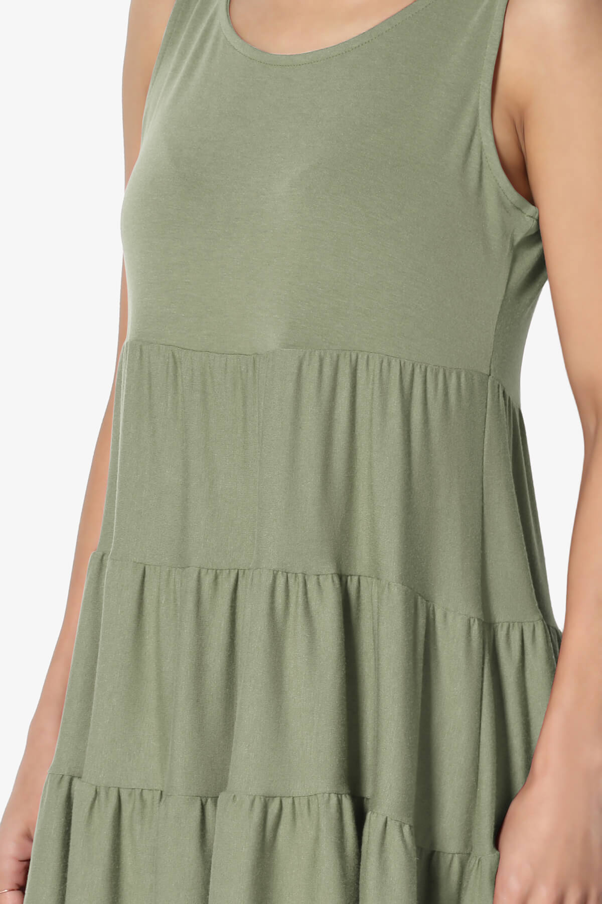 Maiika Sleeveless Tiered Ruffle Top DUSTY OLIVE_5