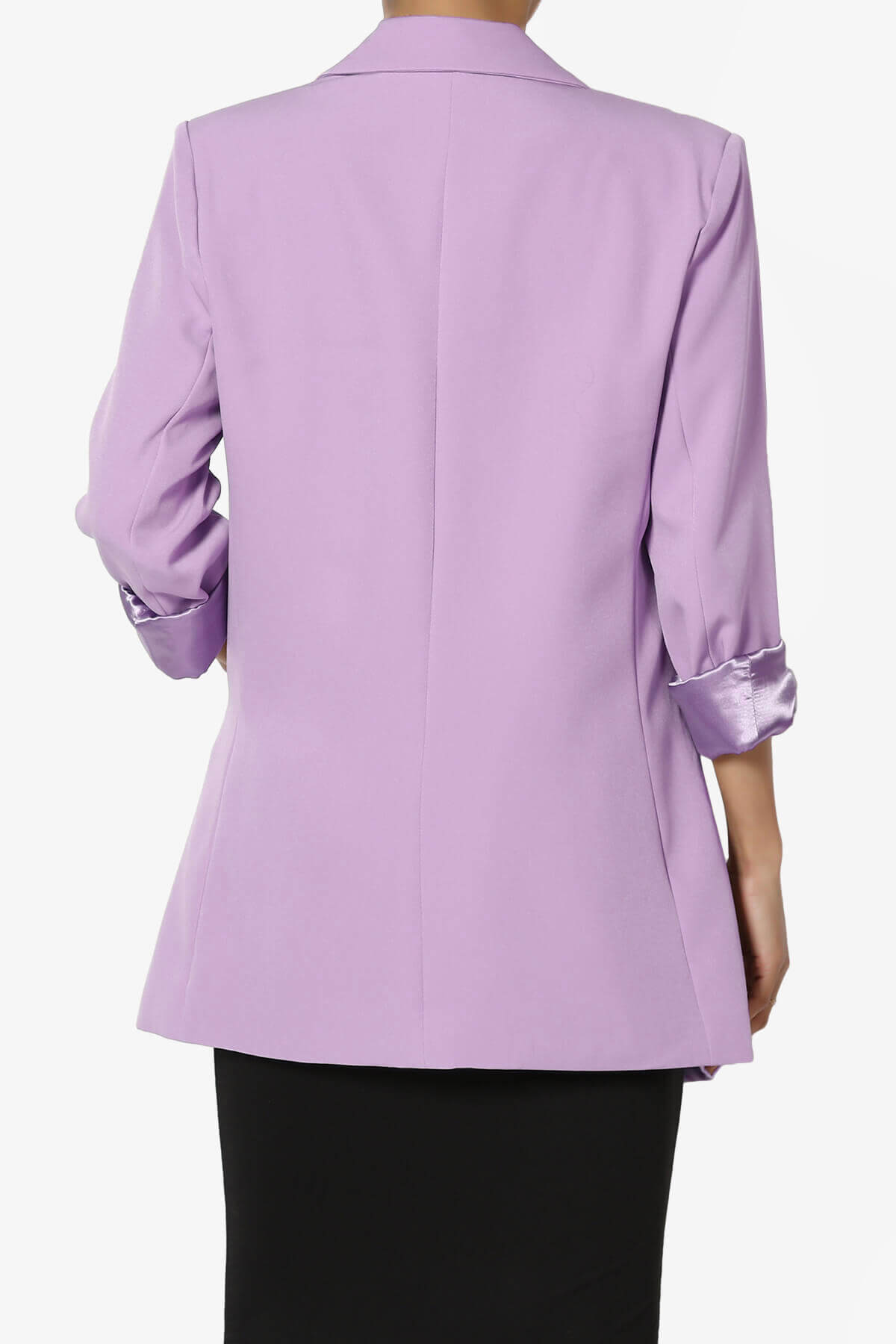 Malory Cuffed Sleeve Open Front Blazer BRIGHT LAVENDER_2