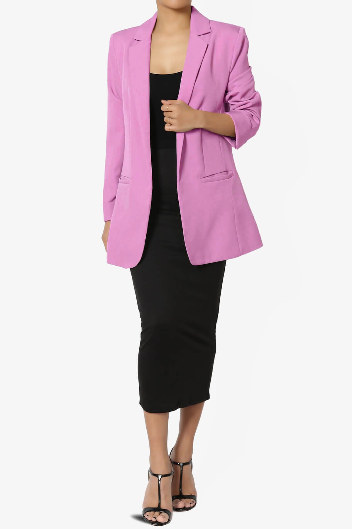 Malory Cuffed Sleeve Open Front Blazer BRIGHT MAUVE_6