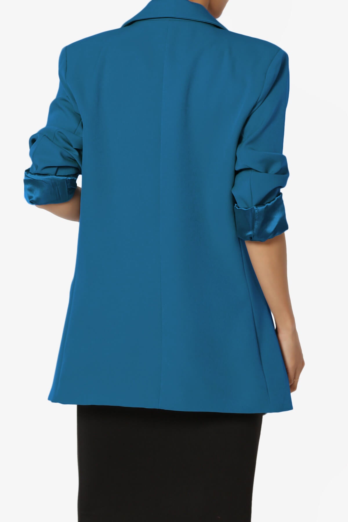 Malory Cuffed Sleeve Open Front Blazer CLASSIC BLUE_2