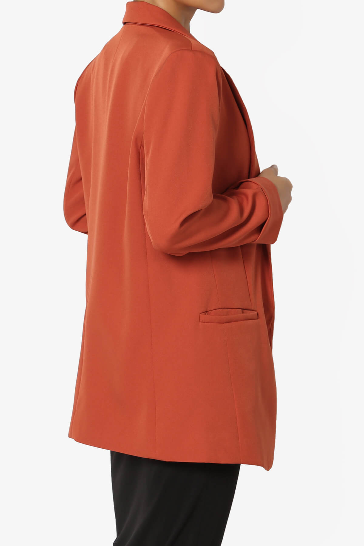 Malory Cuffed Sleeve Open Front Blazer COPPER_4