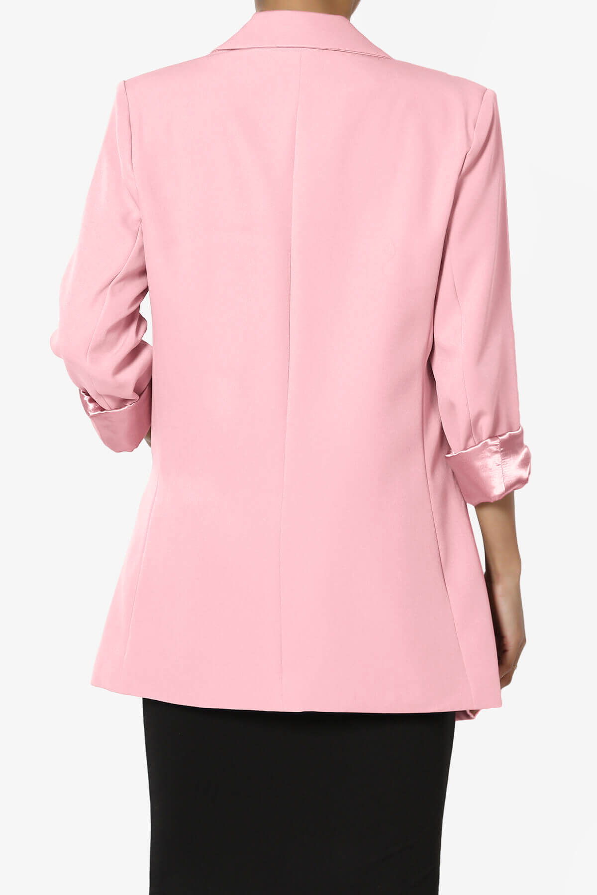 Malory Cuffed Sleeve Open Front Blazer DARK PINK_2