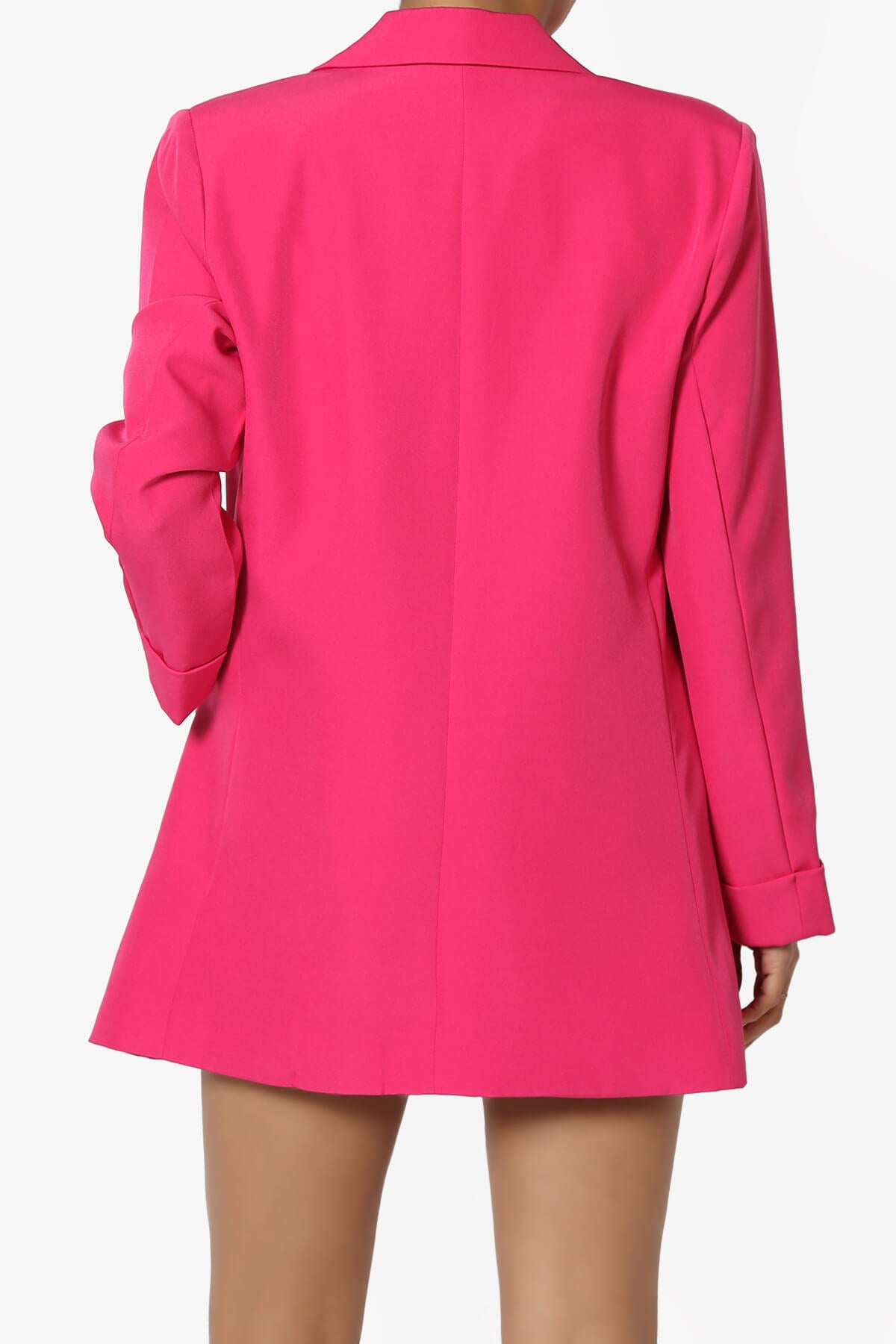 Malory Cuffed Sleeve Open Front Blazer HOT PINK_2