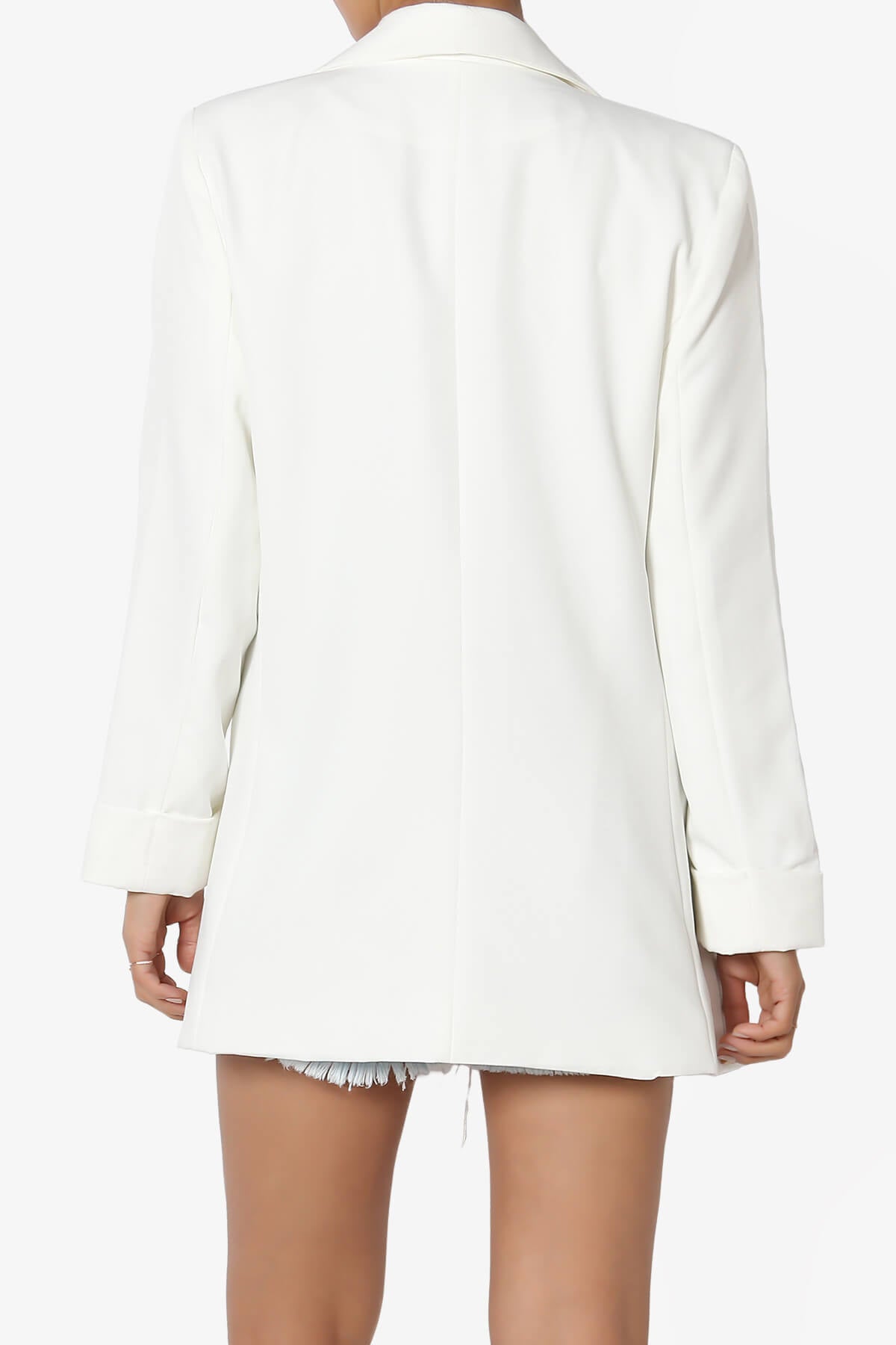 Malory Cuffed Sleeve Open Front Blazer IVORY_2