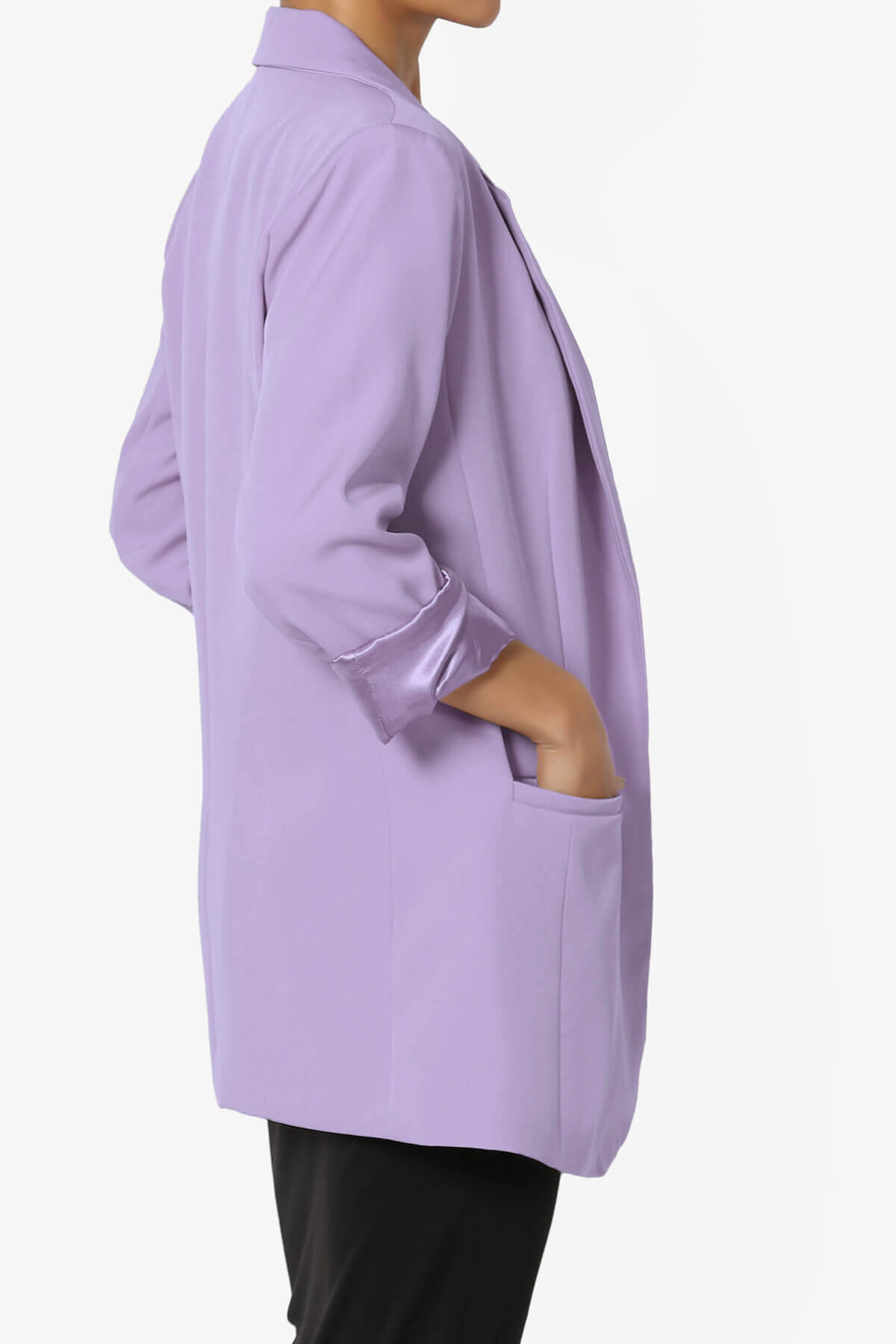 Malory Cuffed Sleeve Open Front Blazer LAVENDER_4