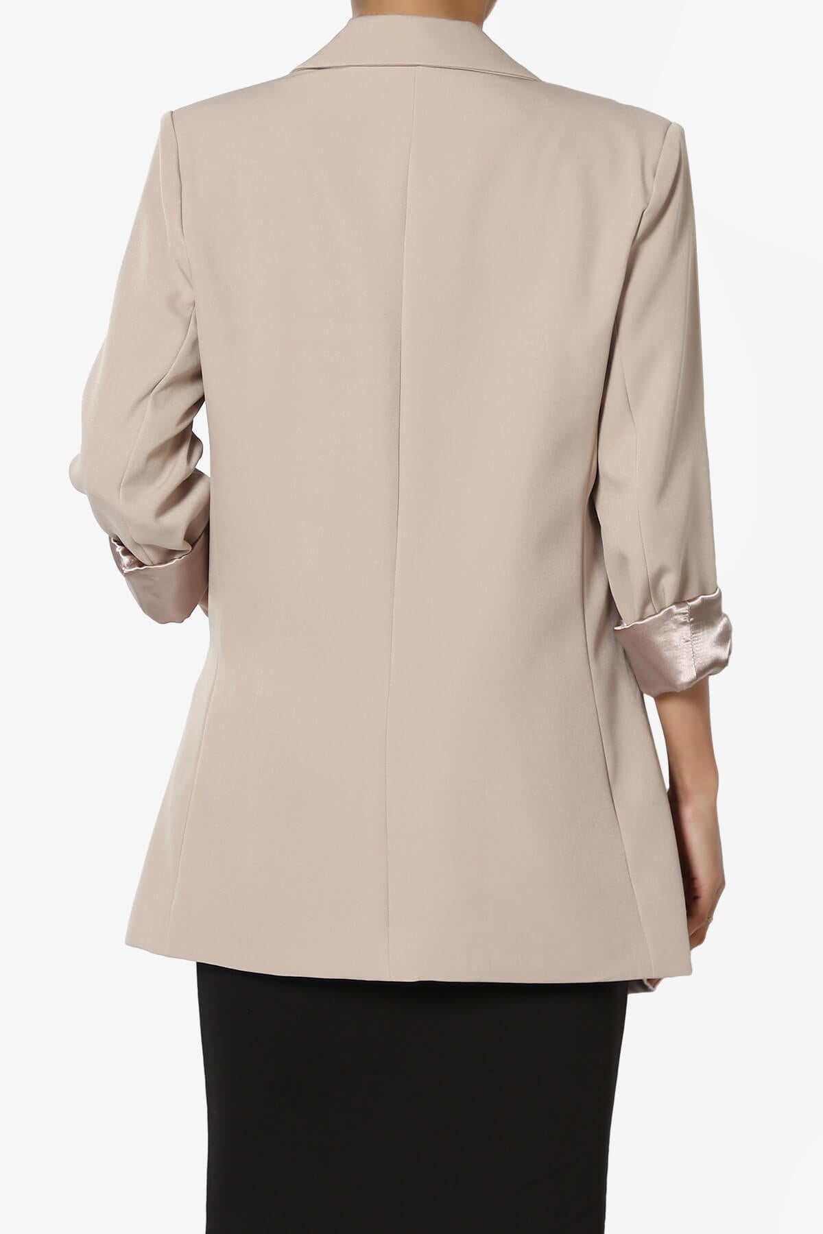 Malory Cuffed Sleeve Open Front Blazer LIGHT MOCHA_2