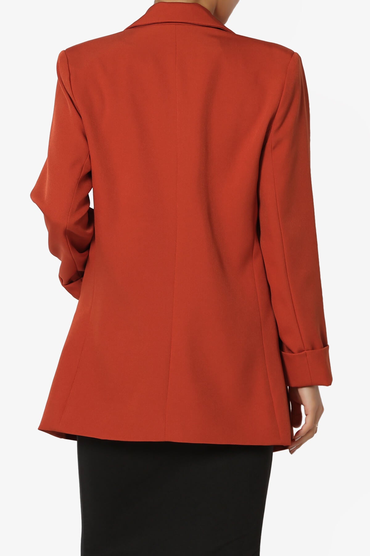 Malory Cuffed Sleeve Open Front Blazer RUST_2