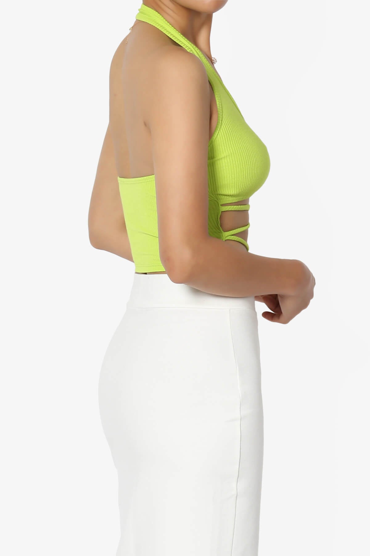 Malou Strappy Cutout Halter Crop Tank Top LIME_4
