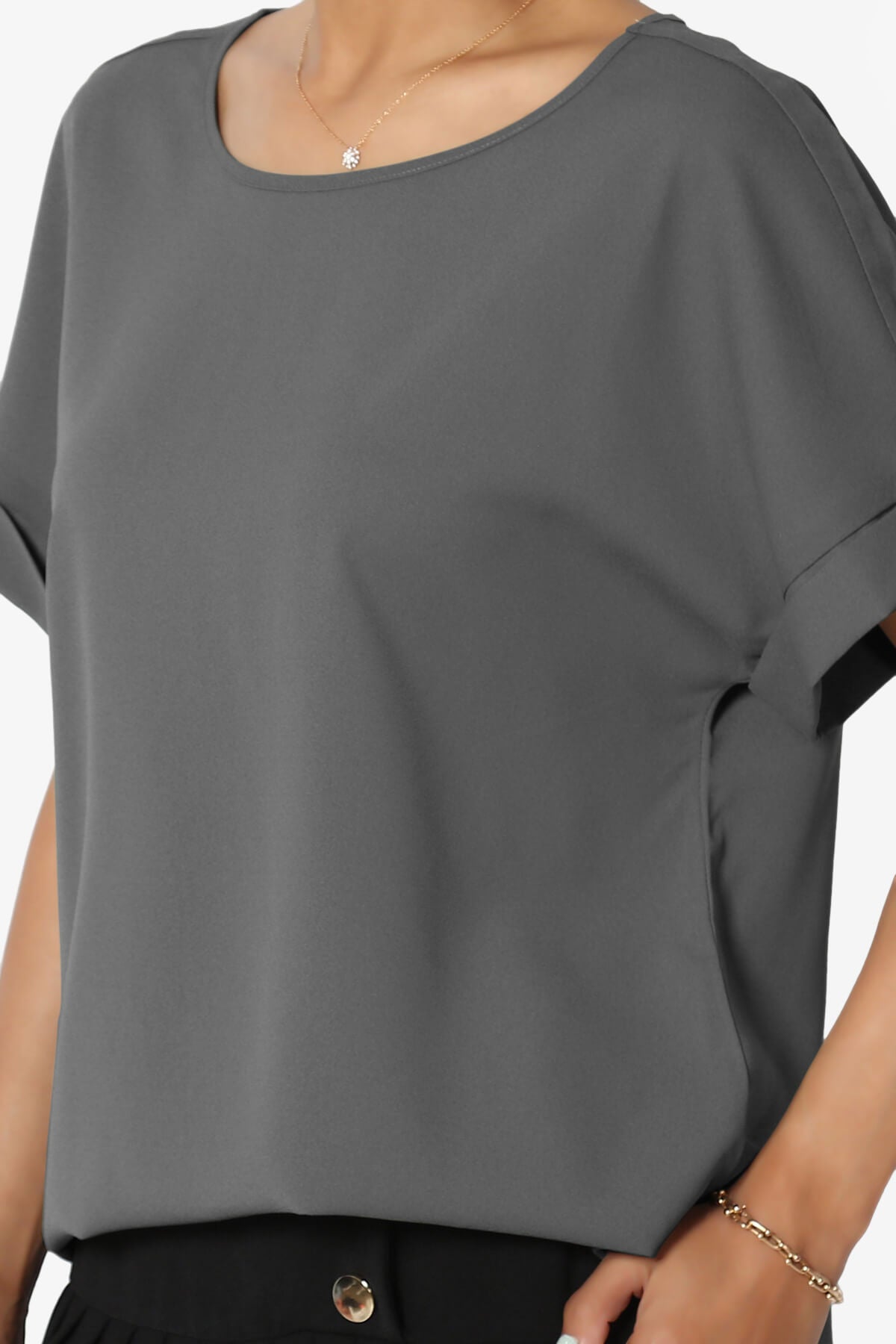 Marla Lightweight Woven Dolman Top ASH GREY_5