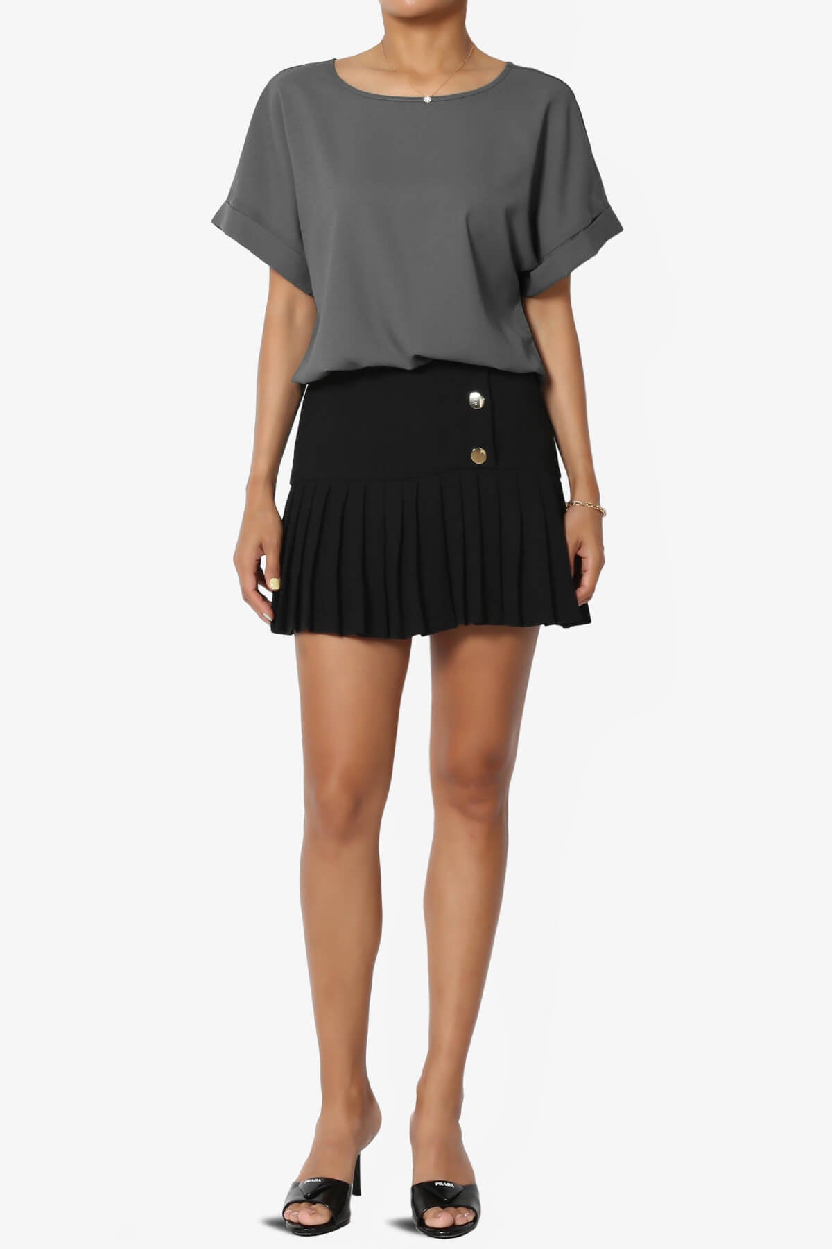 Marla Lightweight Woven Dolman Top ASH GREY_6