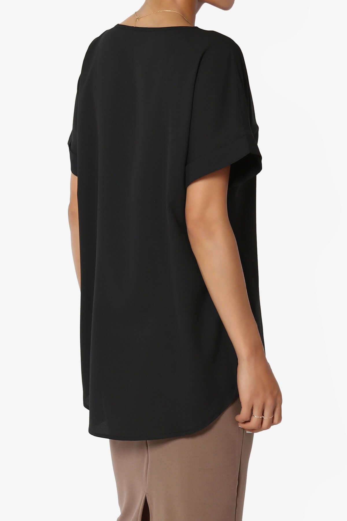 Marla Lightweight Woven Dolman Top BLACK_4
