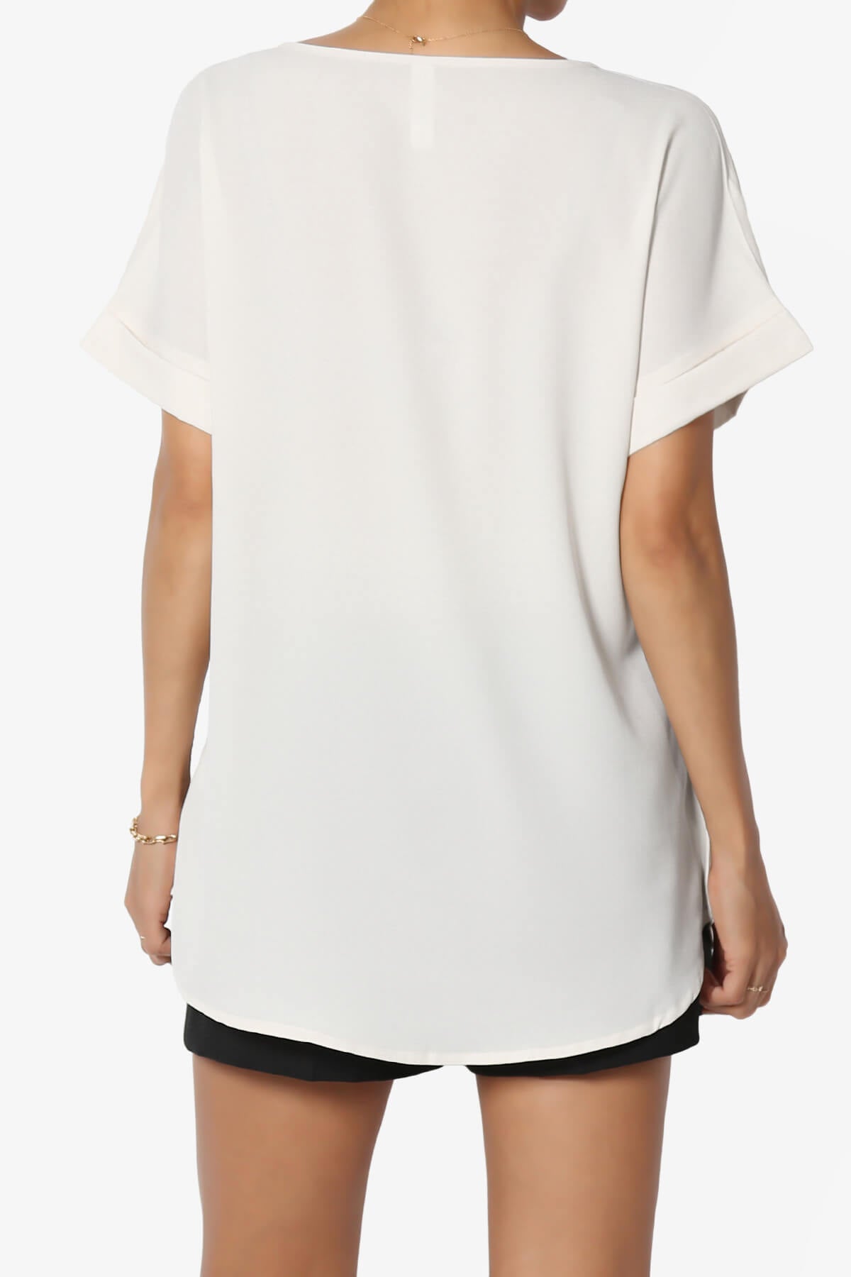 Marla Lightweight Woven Dolman Top BONE_2