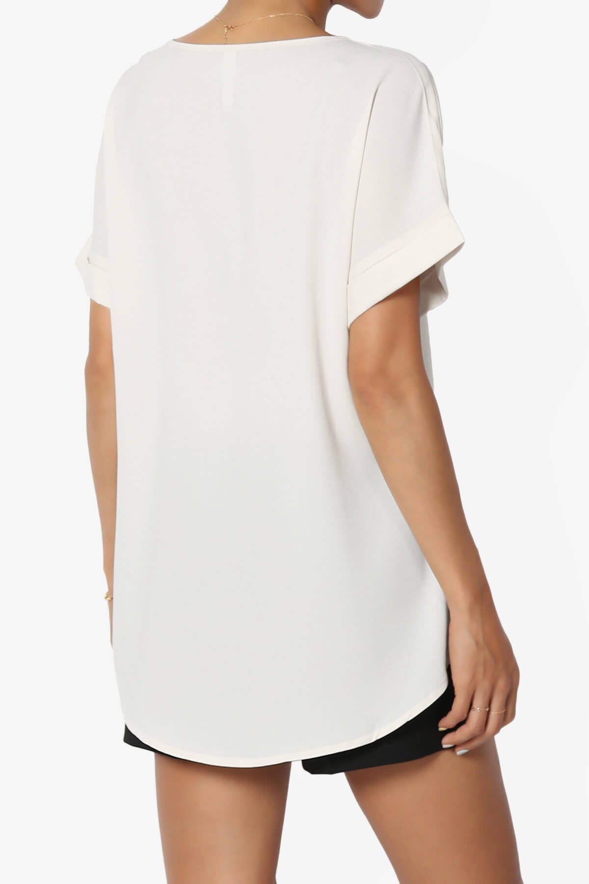Marla Lightweight Woven Dolman Top BONE_4
