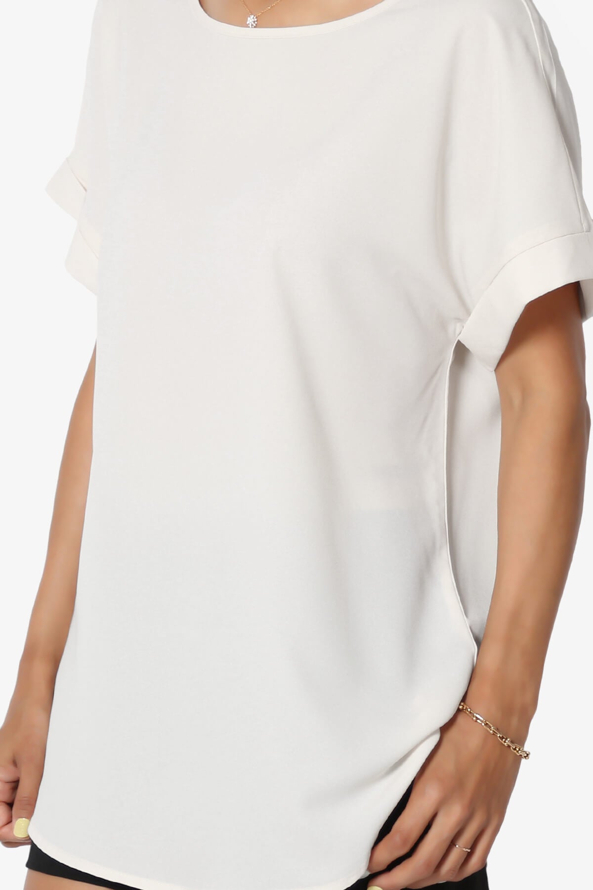 Marla Lightweight Woven Dolman Top BONE_5