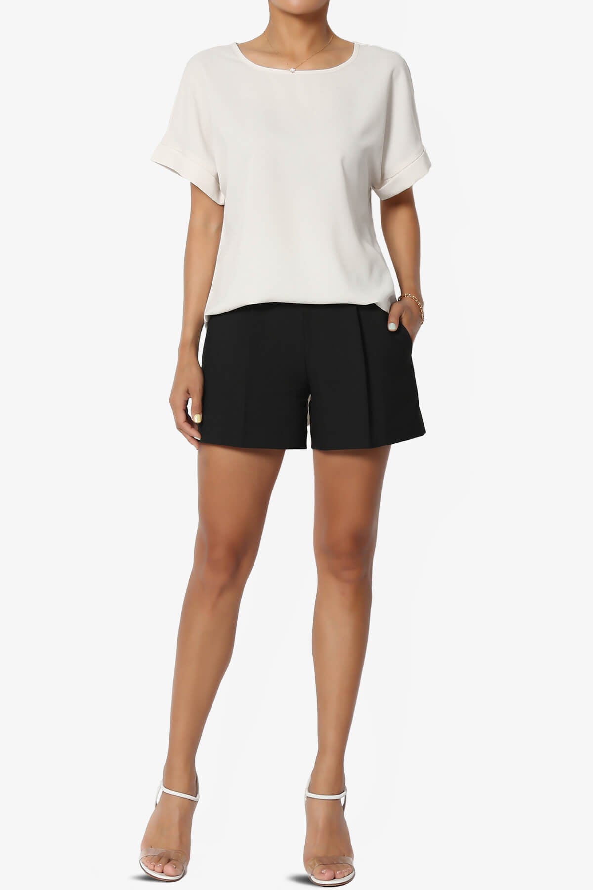 Marla Lightweight Woven Dolman Top BONE_6