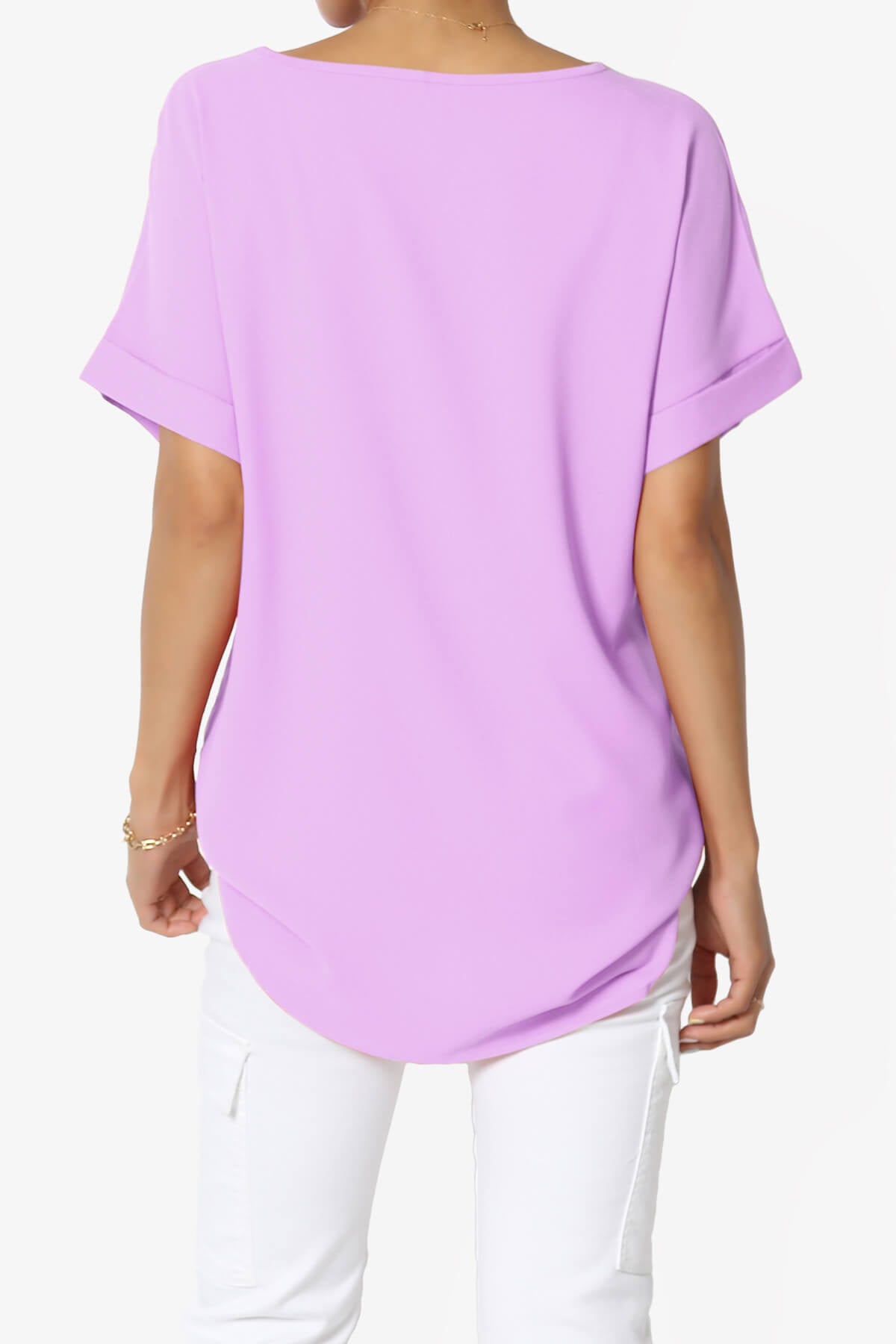 Marla Lightweight Woven Dolman Top BRIGHT LAVENDER_2